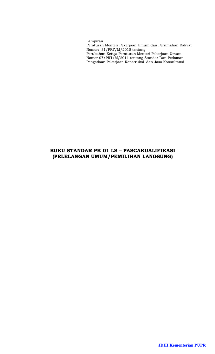 Standar PK 01 LS-Pascakualifikasi (Pelelangan Umum/Pelalangan Langsung)