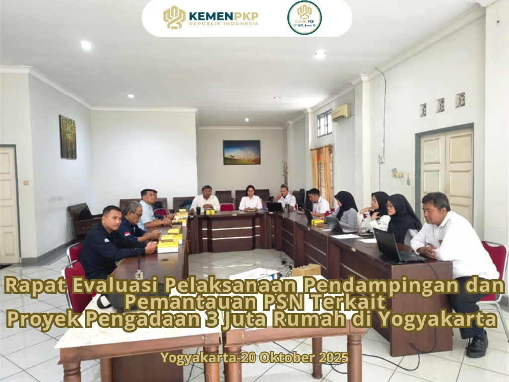Rapat Evaluasi Pelaksanaan Pendampingan dan Pemantauan PSN Terkait Proyek Pengadaan 3 Juta Rumah di Yogyakarta